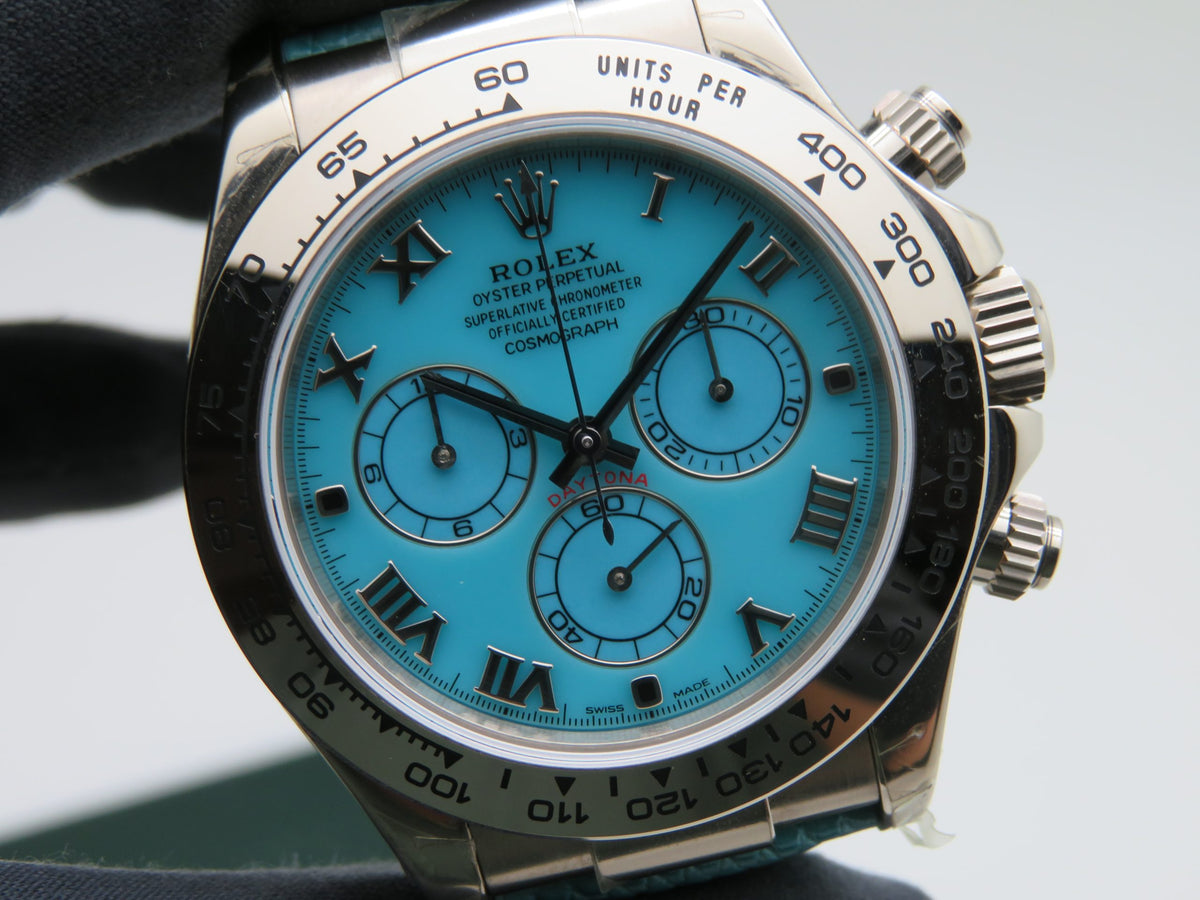 2000 Rolex Daytona 116519 Turquoise Dial 18k White Gold Men’s Wristwatch