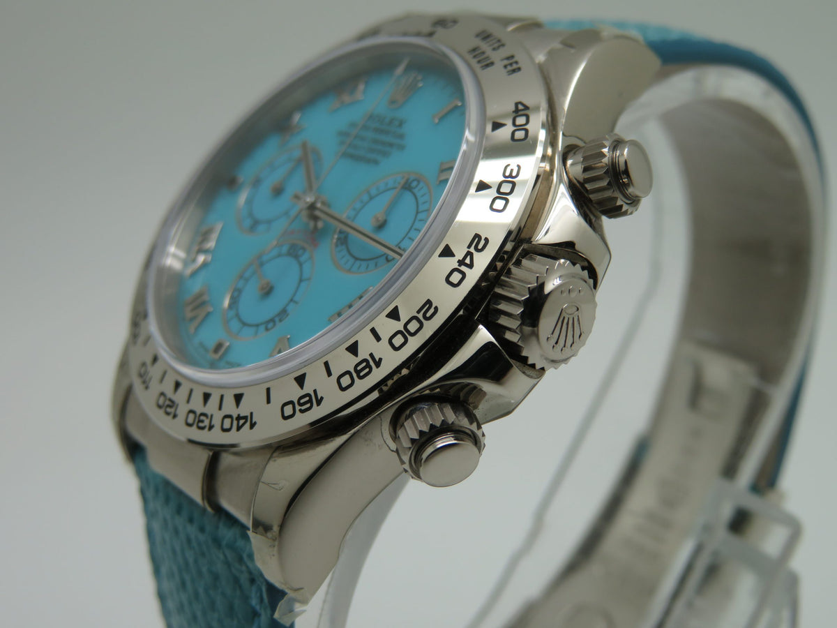 2000 Rolex Daytona 116519 Turquoise Dial 18k White Gold Men’s Wristwatch