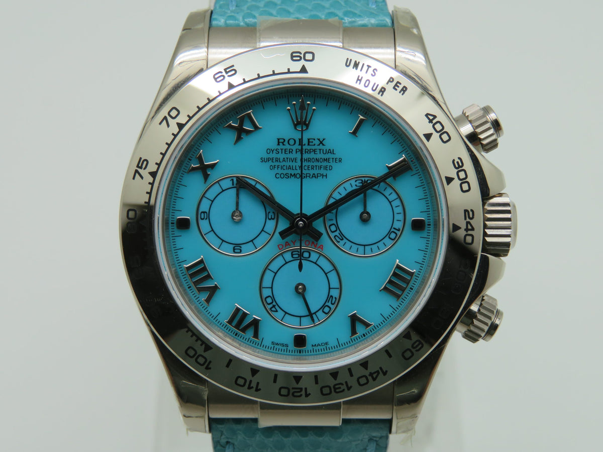 2000 Rolex Daytona 116519 Turquoise Dial 18k White Gold Men’s Wristwatch