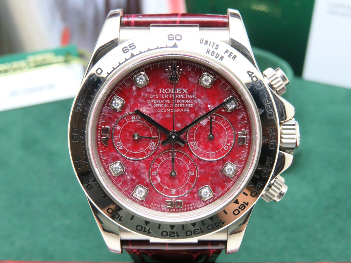 1998 Rolex Daytona 16519 Zenith Grossular Rubellite Diamond Dial Full Set