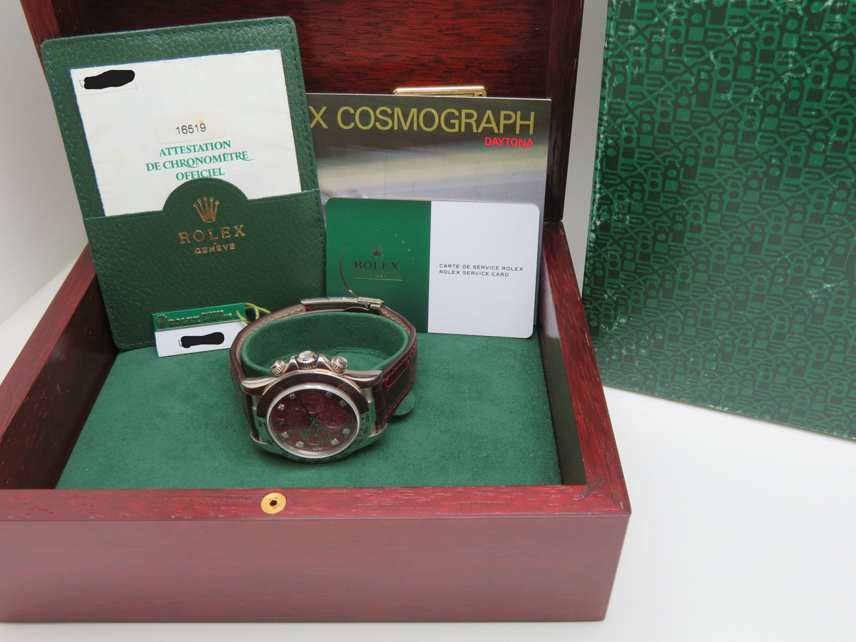 1998 Rolex Daytona 16519 Zenith Grossular Rubellite Diamond Dial Full Set